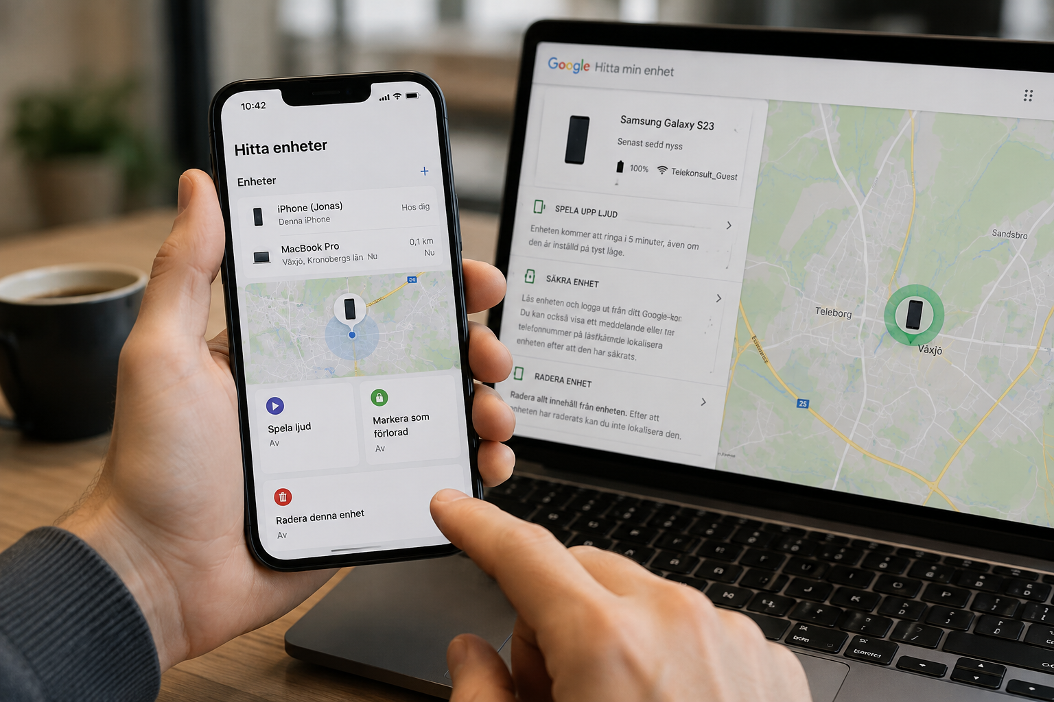 Hitta borttappad mobil med Hitta på iPhone och Hitta min enhet på Android