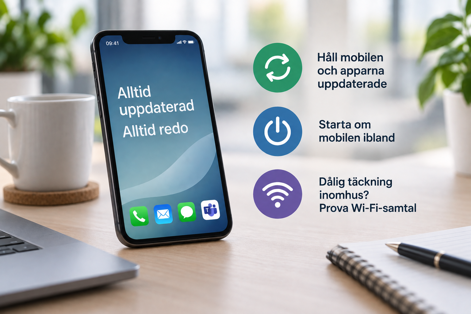 Tre enkla mobiltips – uppdatera mobilen, starta om och använd Wi-Fi-samtal vid dålig täckning