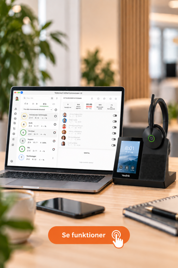 Mobilväxel för företag med Communicator och Yealink WH68 Workstation