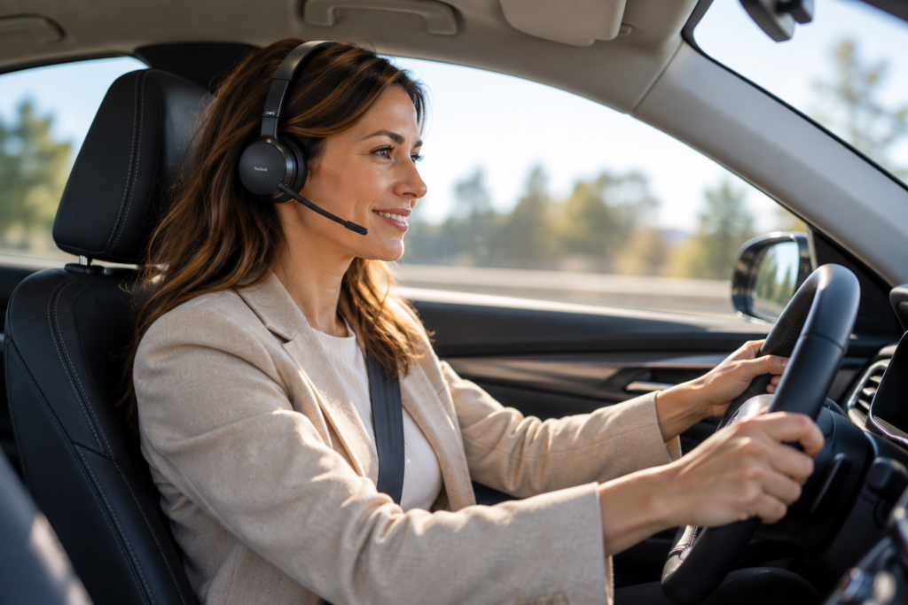 Yealink WH68 headset anslutet till mobilen via Bluetooth