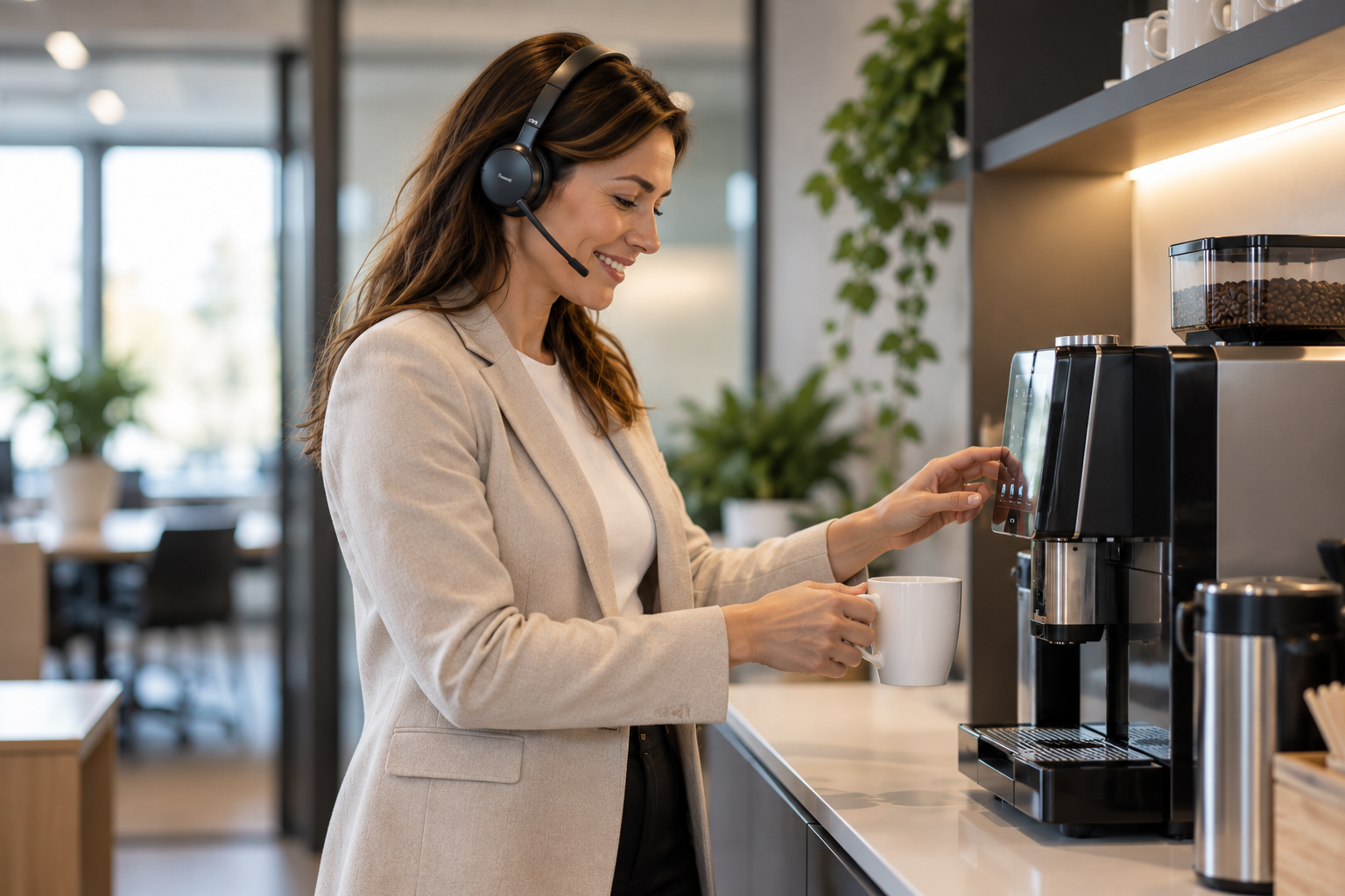Trådlöst headset med lång räckvidd på kontoret