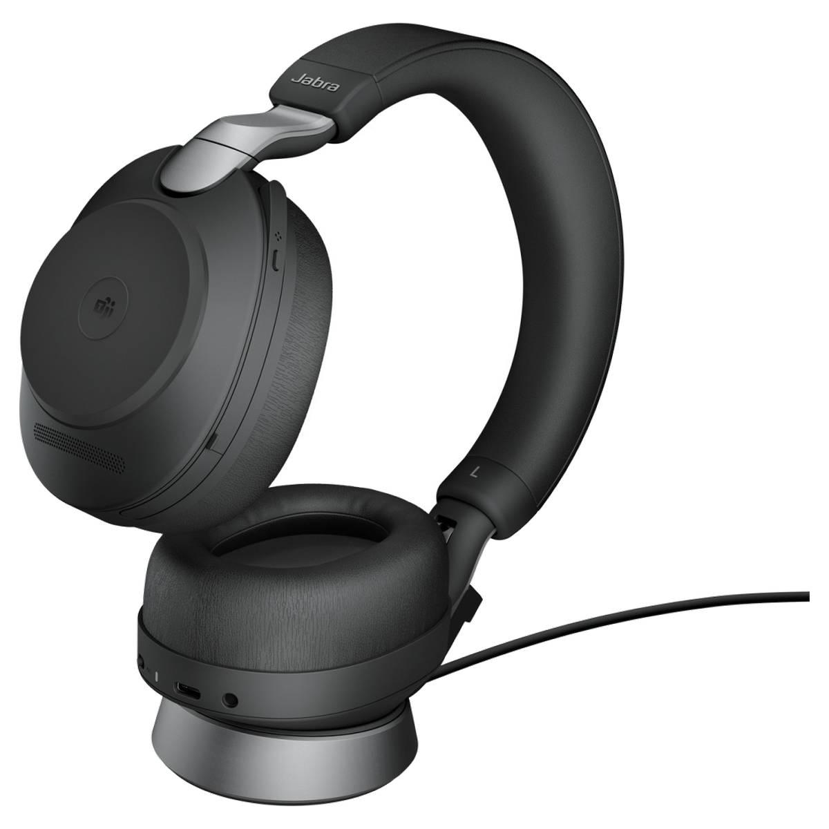 Jabra Evolve2 85, Link380c MS Stereo Stand Black – headset för professionella företagssamtal och hybridarbete